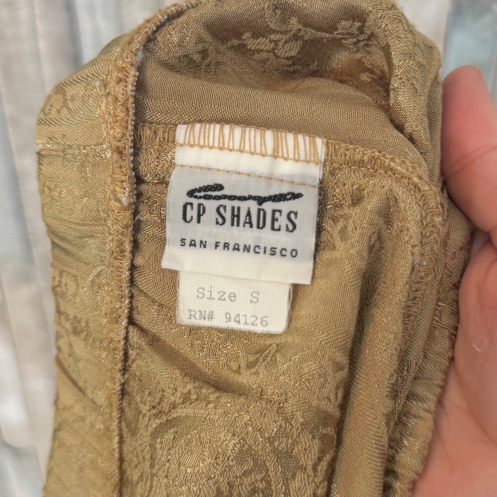 CP Shades S Vintage Gold Jacquard Textured Rayon Button Front Pull On Midi Skirt - Picture 7 of 8